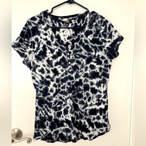 Chaps Women's Navy Tie-Dye Top